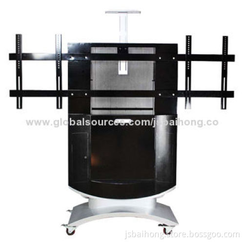 Removable double monitor stand with cabinet